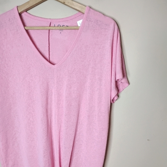NWT LOFT Pink Tie Front Top Small Modal Casual Soft Feminine Everyday - Picture 4 of 9